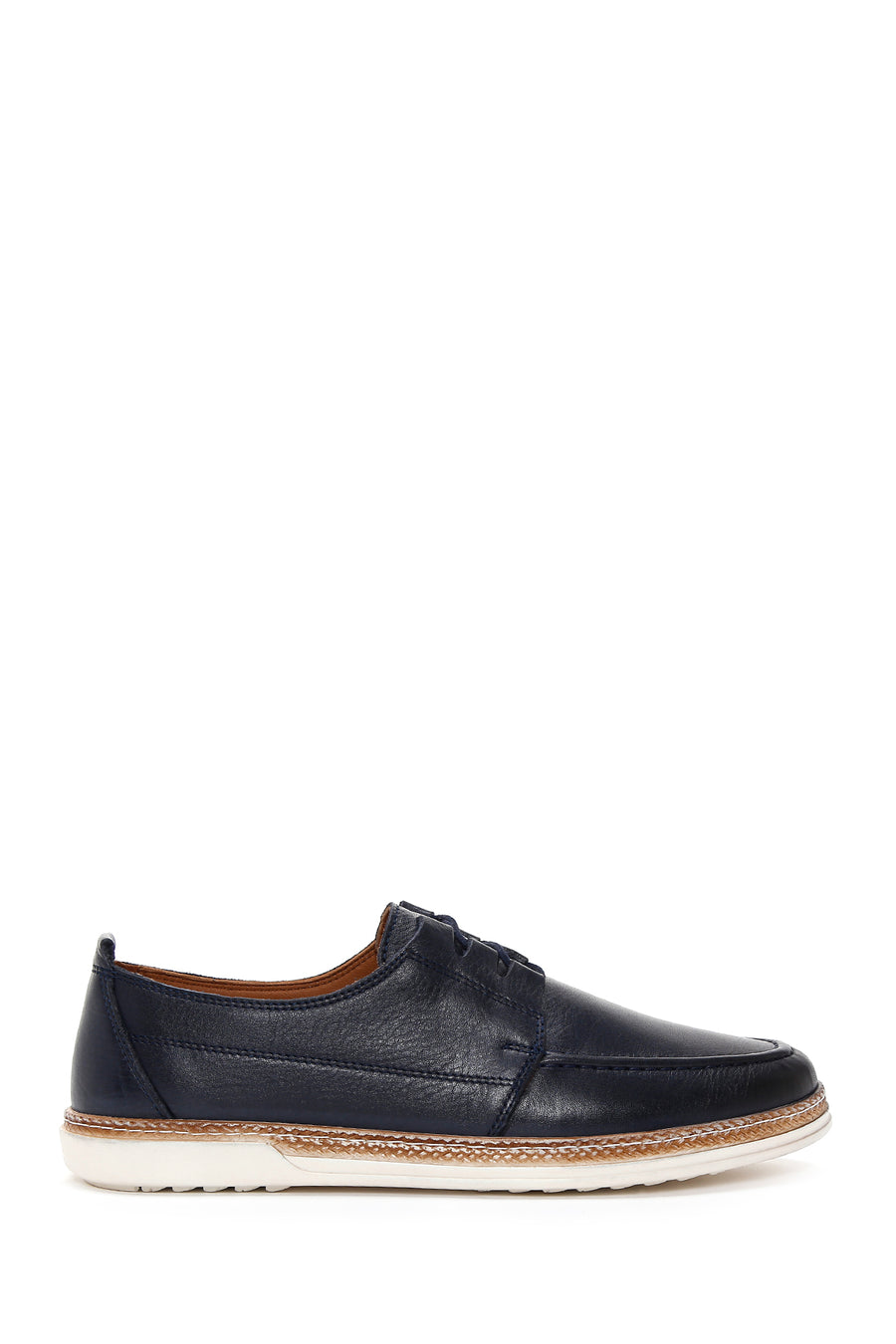 Men's Navy Blue Leather Casual Shoes 24SFD674218 | Derimod