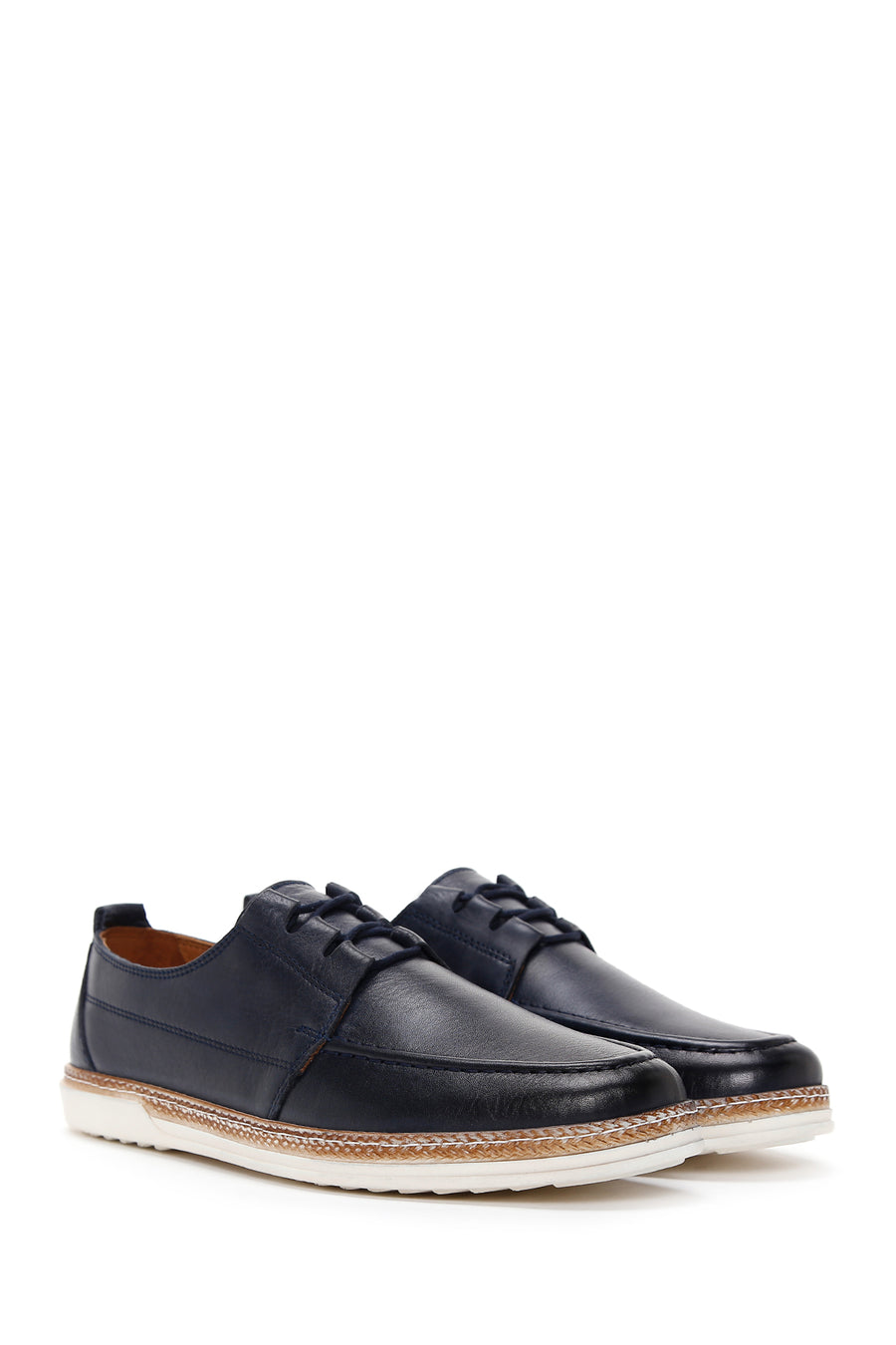 Men's Navy Blue Leather Casual Shoes
