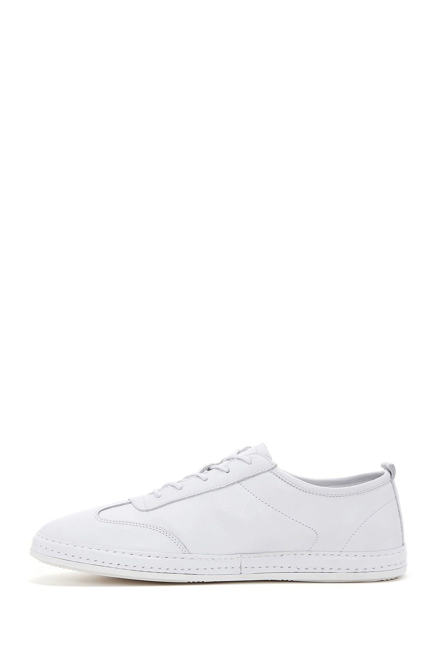 Men's White Lace-Up Leather Sneaker