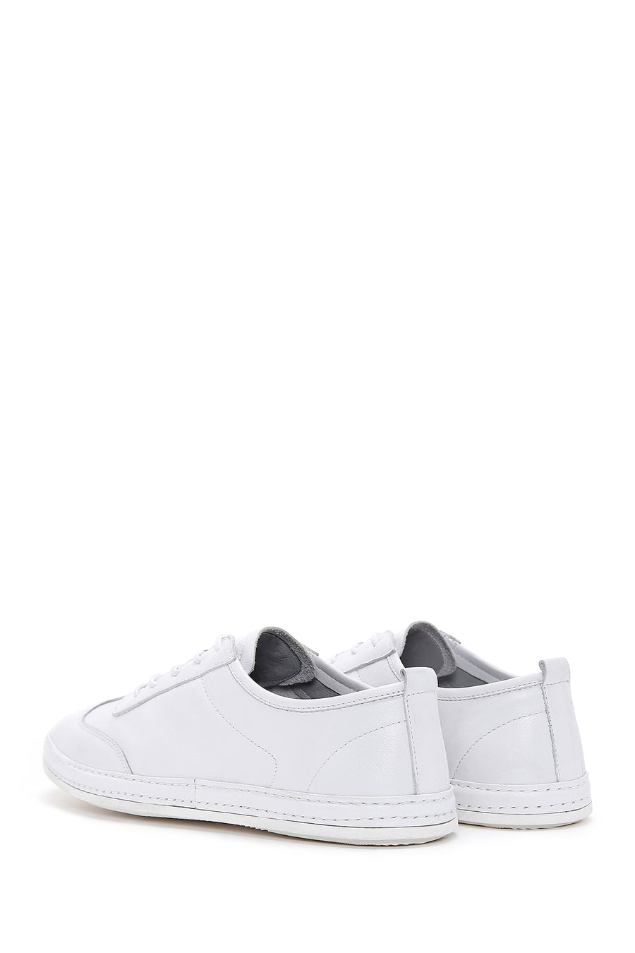 Men's White Lace-Up Leather Sneaker