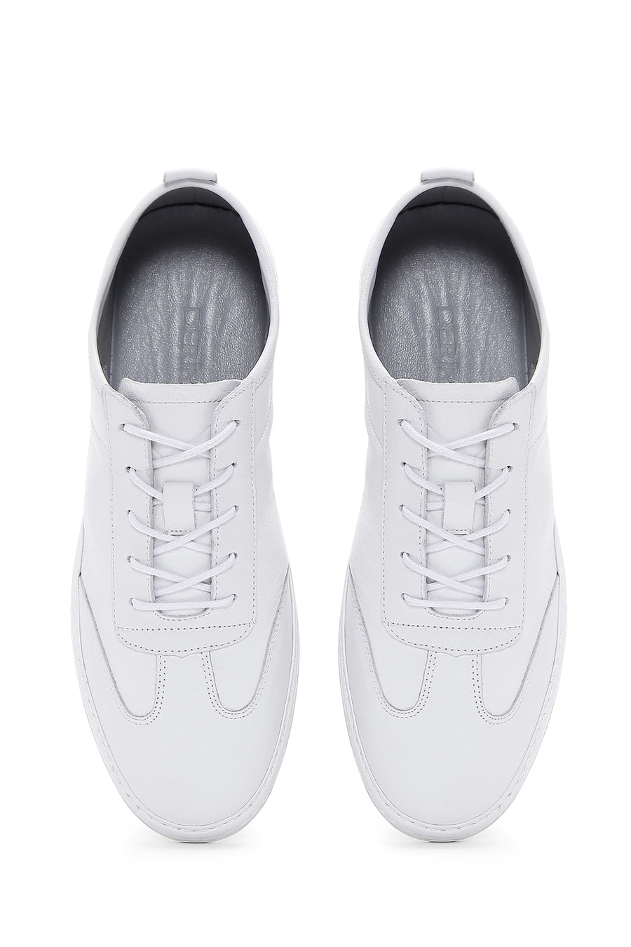 Men's White Lace-Up Leather Sneaker