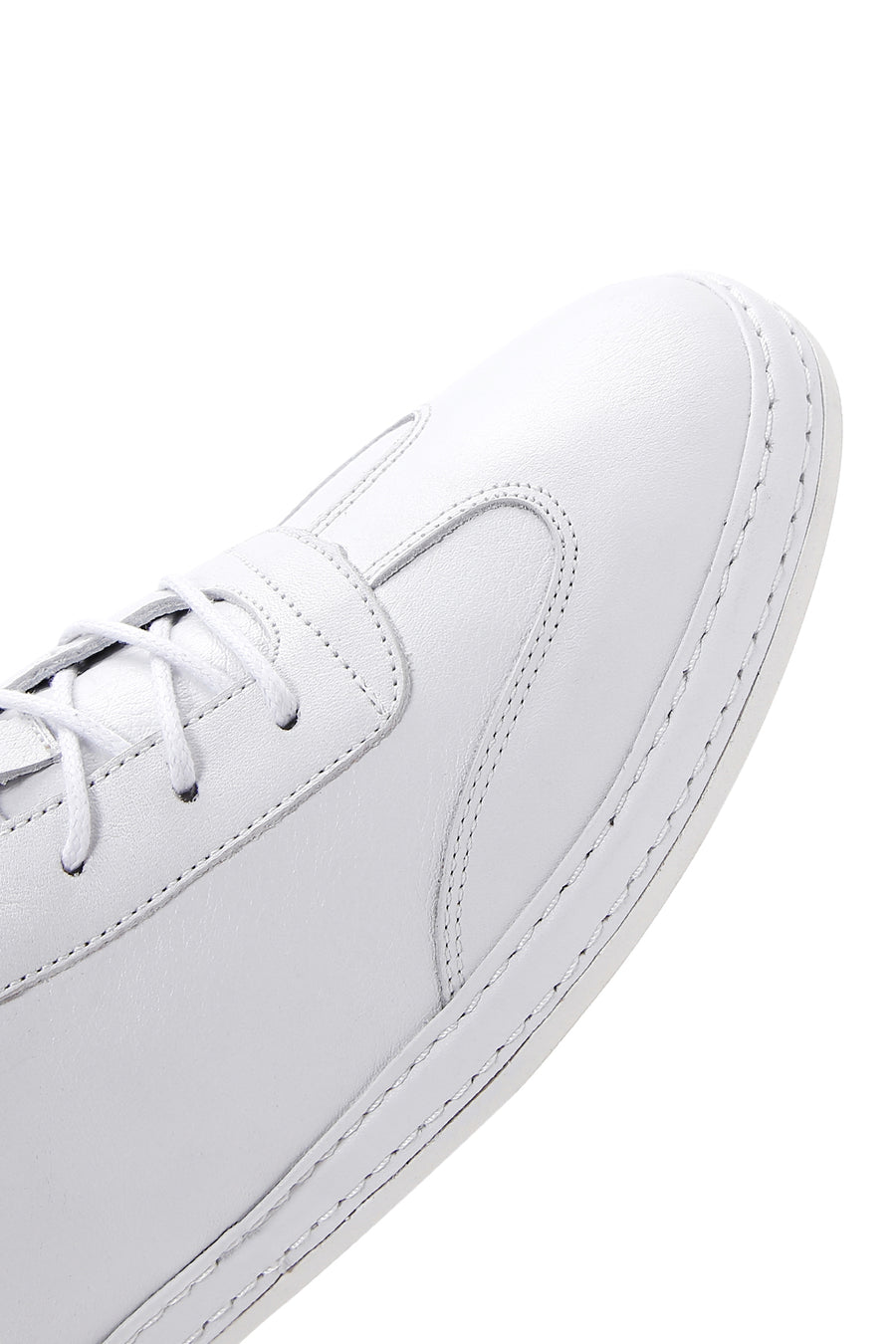 Men's White Lace-Up Leather Sneaker