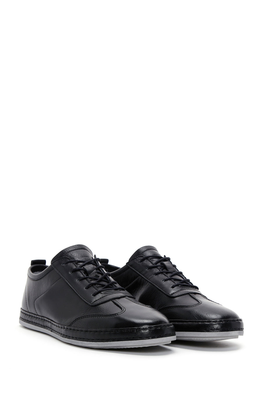 Men's Black Lace-up Leather Sneaker