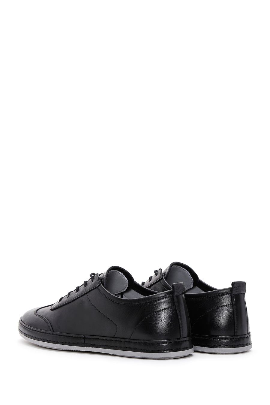 Men's Black Lace-up Leather Sneaker