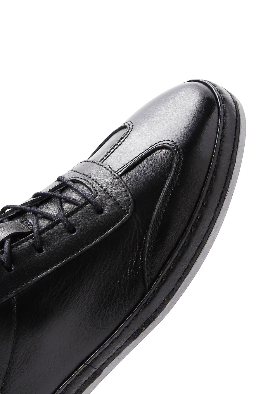 Men's Black Lace-up Leather Sneaker