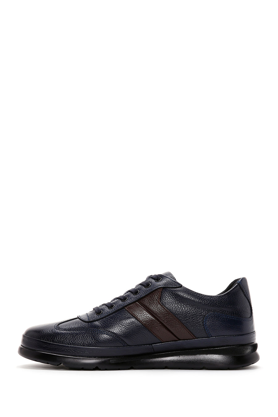 Men's Navy Blue Lace-Up Leather Casual Shoes