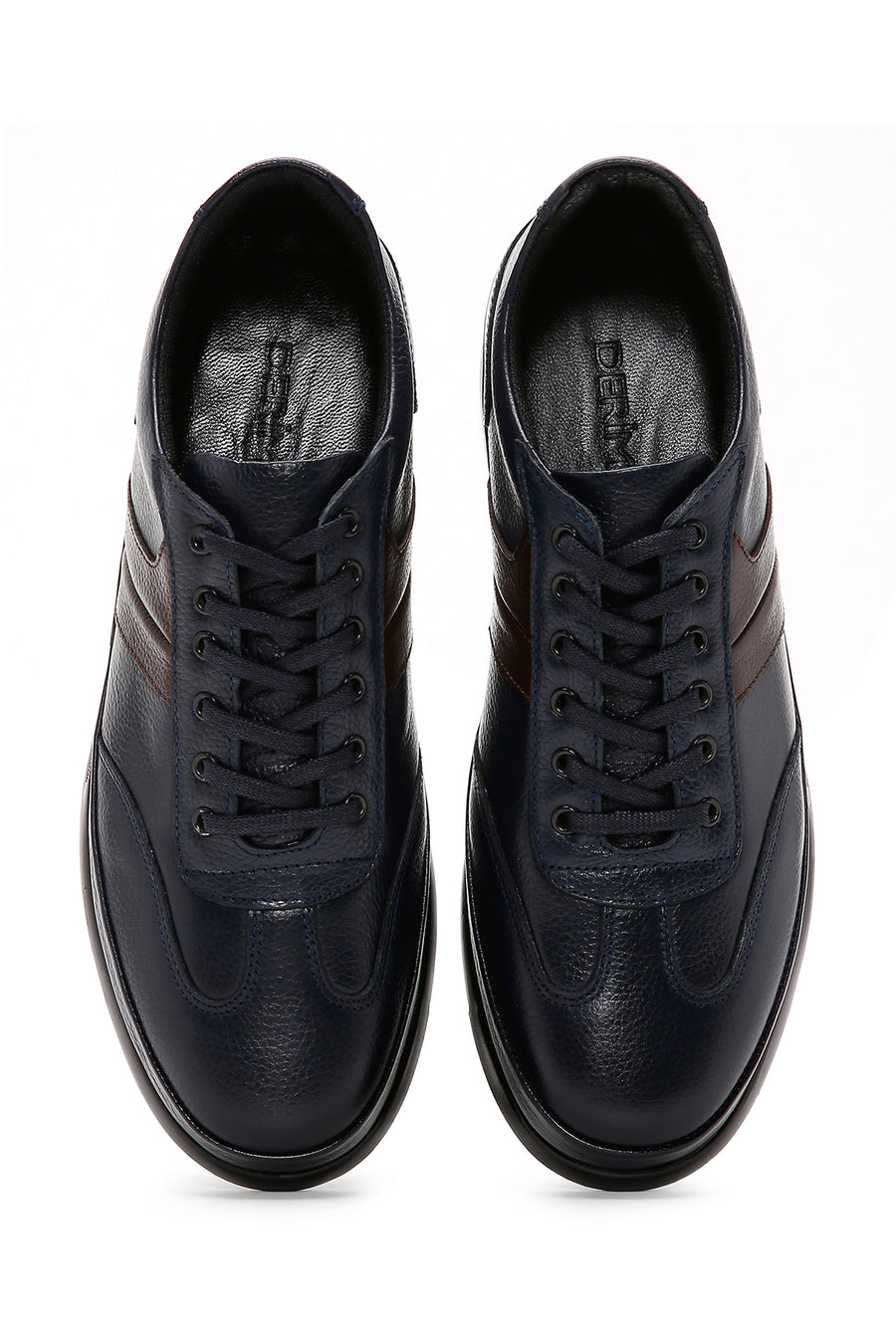 Men's Navy Blue Lace-Up Leather Casual Shoes