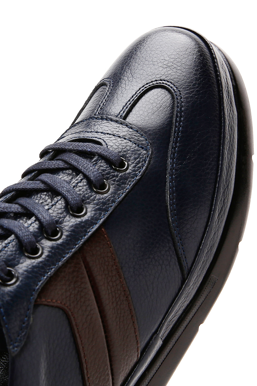 Men's Navy Blue Lace-Up Leather Casual Shoes