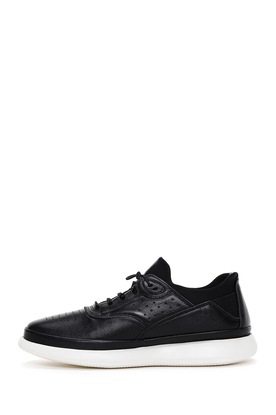 Men's Black Lace-up Leather Sneaker
