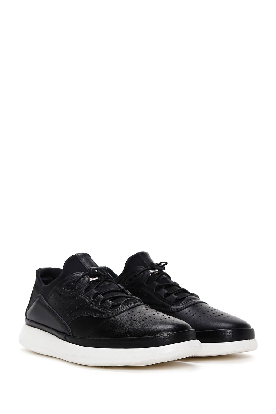 Men's Black Lace-up Leather Sneaker