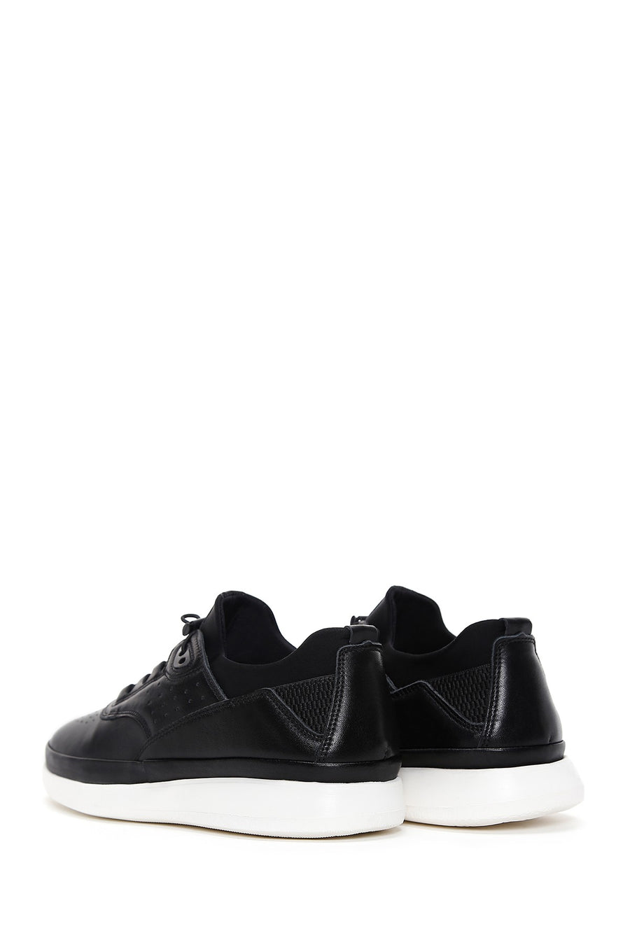 Men's Black Lace-up Leather Sneaker