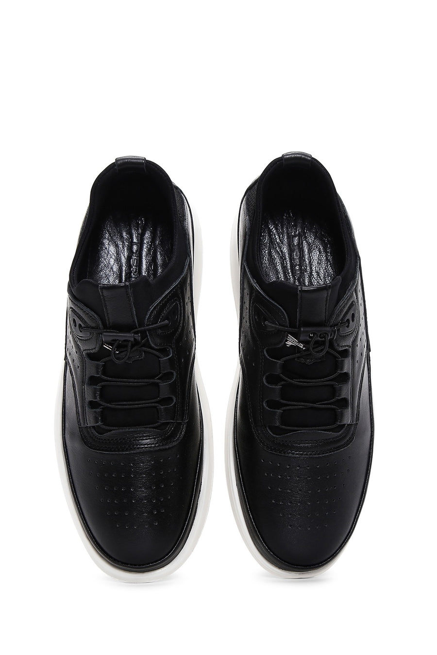 Men's Black Lace-up Leather Sneaker