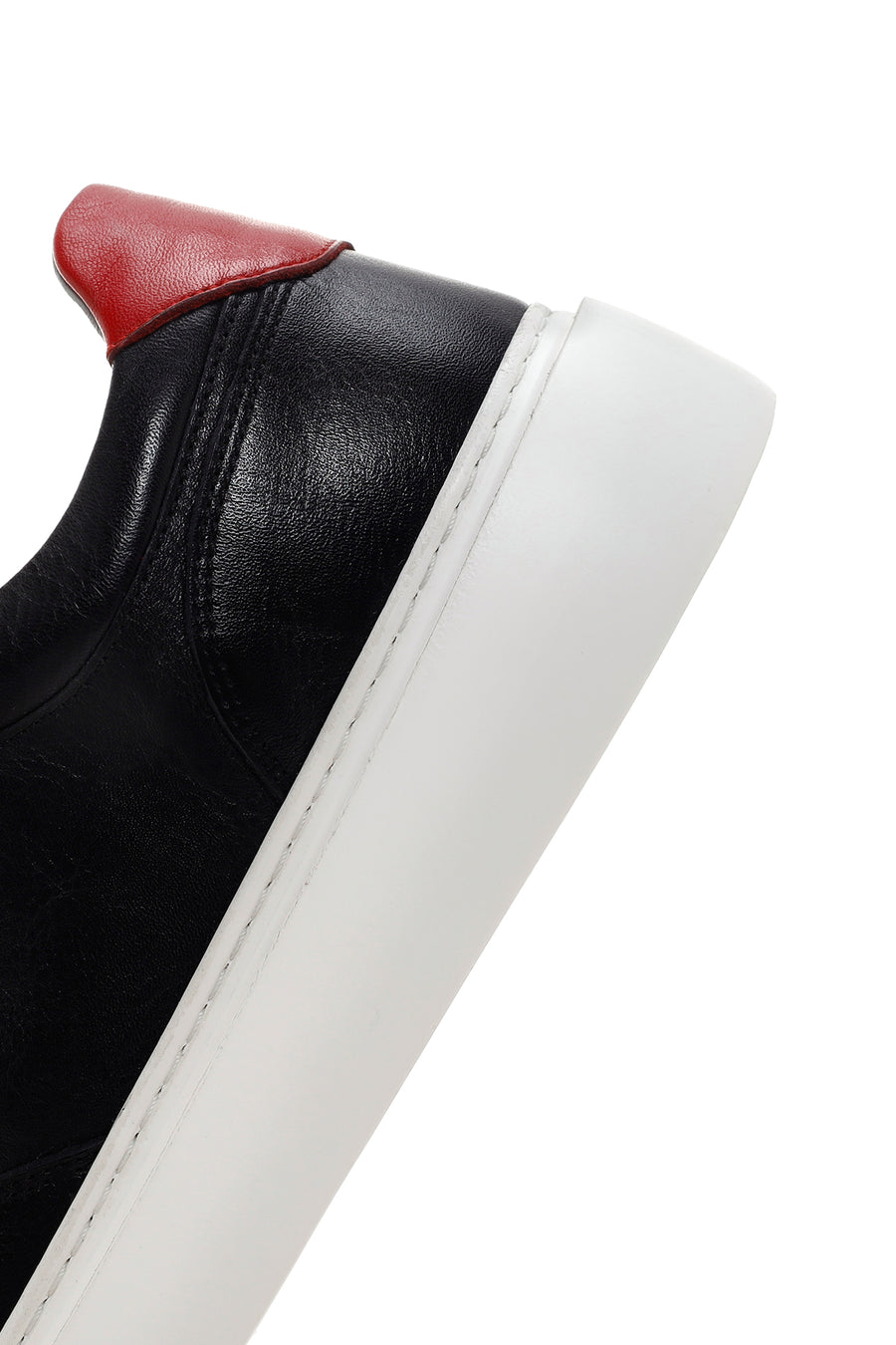 Erkek Siyah Kalın Tabanlı Bağcıklı Deri Sneaker