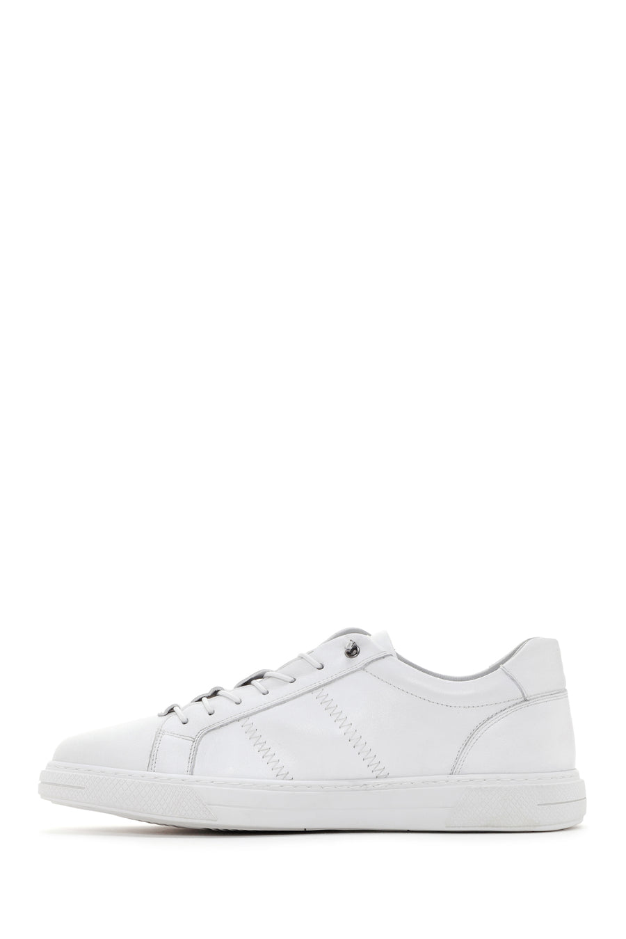Men's White Lace-up Leather Sneaker
