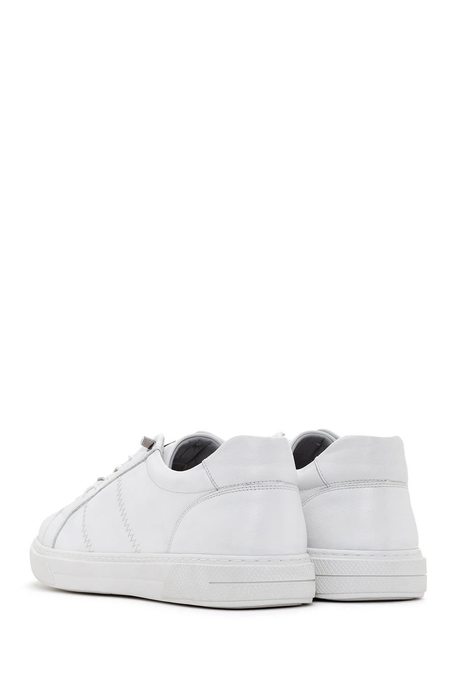 Men's White Lace-up Leather Sneaker