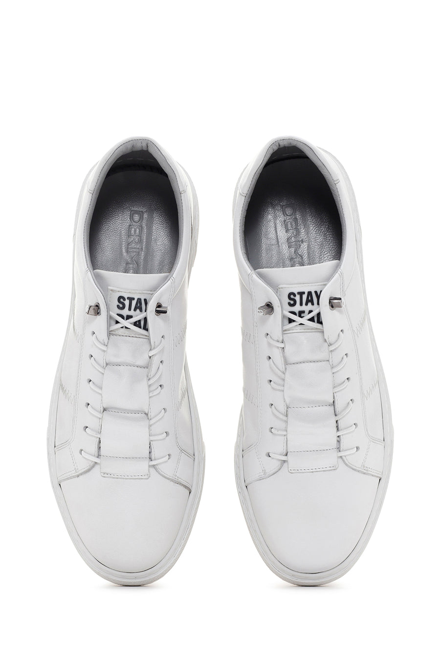 Men's White Lace-up Leather Sneaker