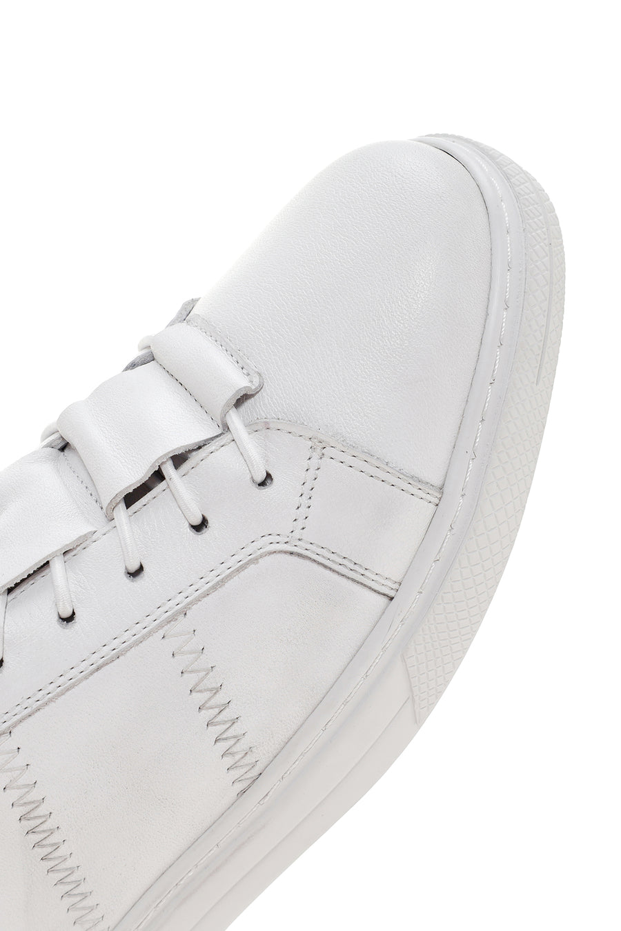 Men's White Lace-up Leather Sneaker