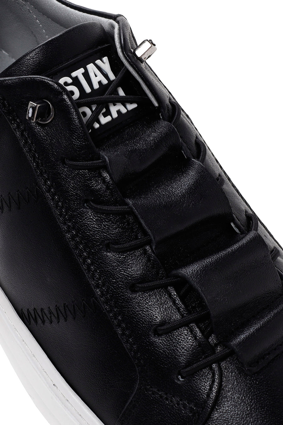 Men's Black Lace-up Leather Sneaker