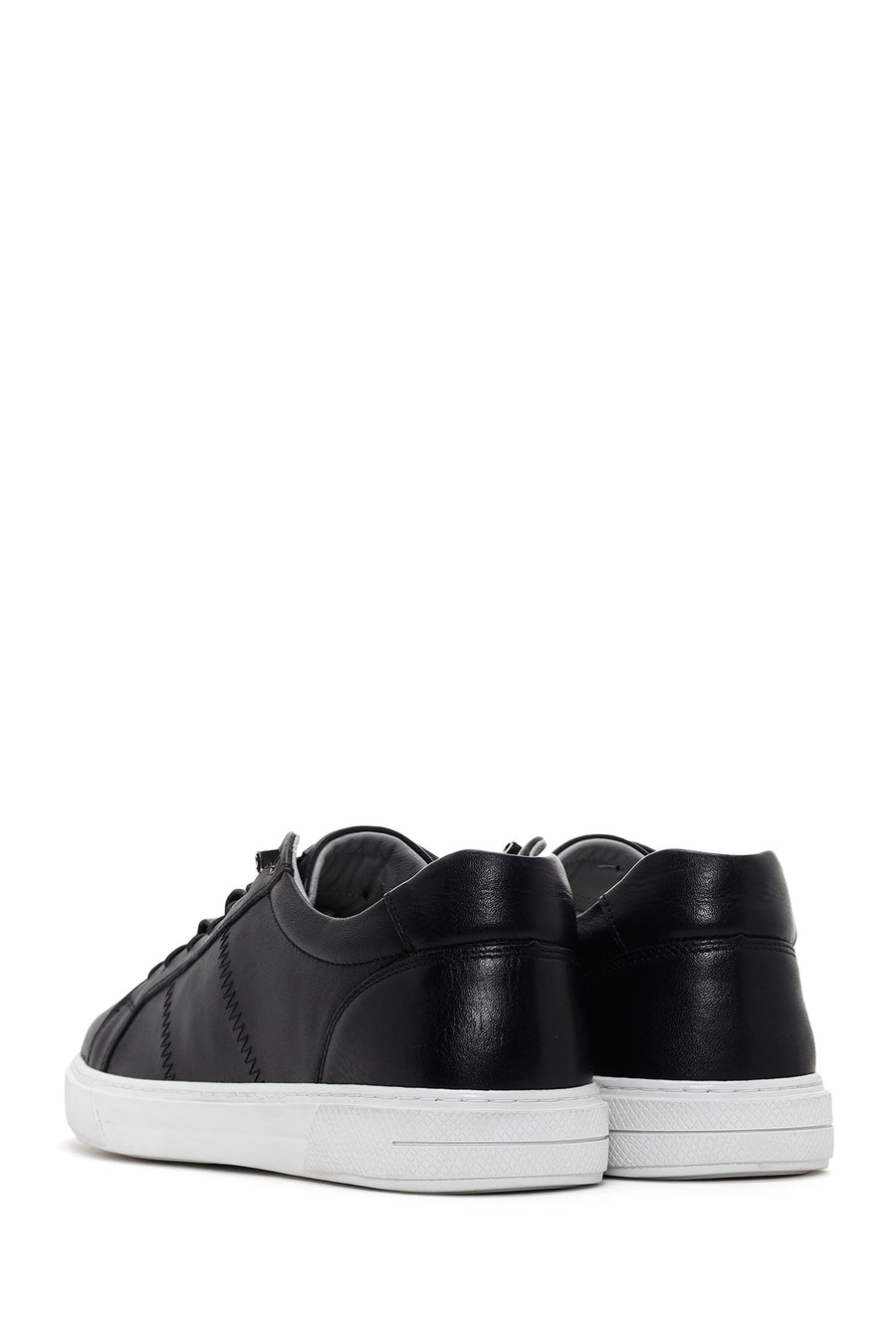 Men's Black Lace-up Leather Sneaker