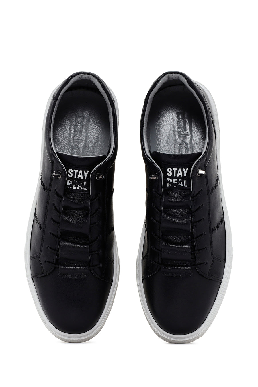 Men's Black Lace-up Leather Sneaker