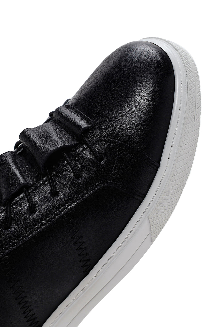 Men's Black Lace-up Leather Sneaker