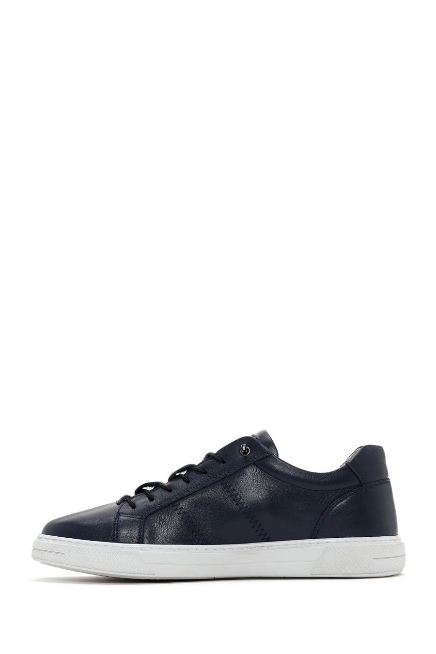 Men's Navy Blue Lace-Up Leather Sneaker