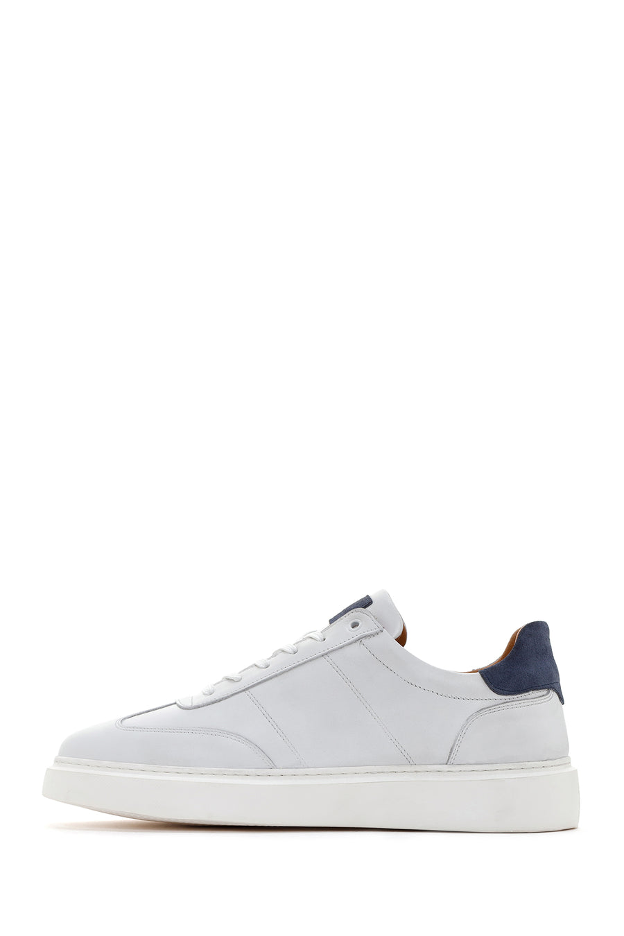 Men's White Lace-up Leather Sneaker