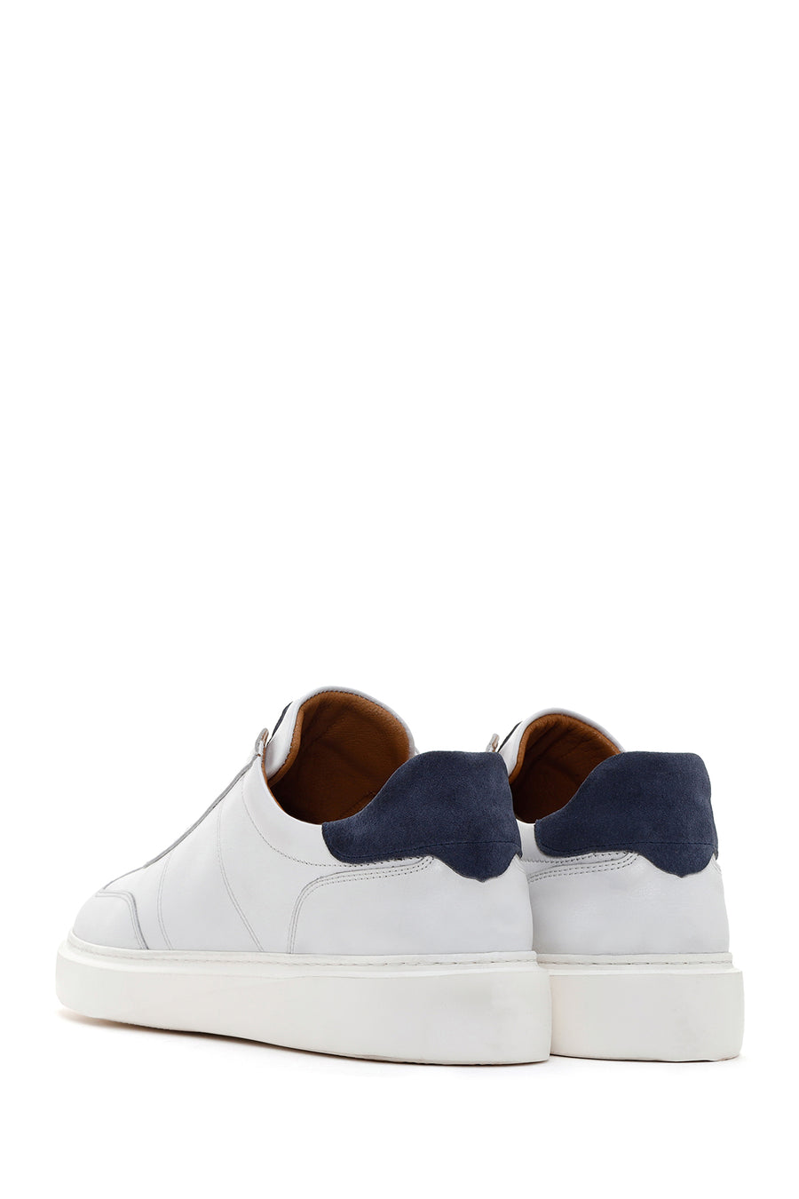 Men's White Lace-up Leather Sneaker