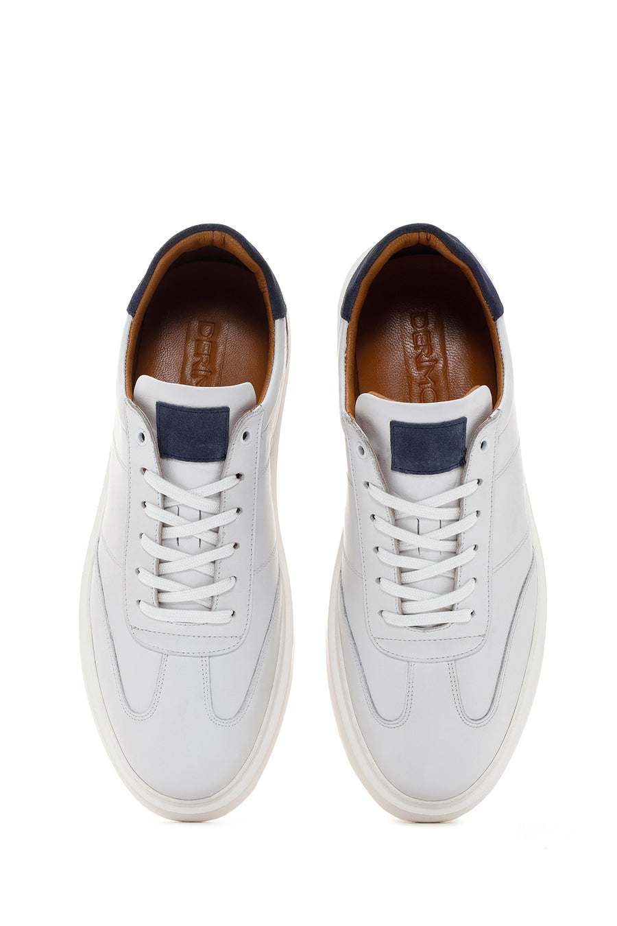 Men's White Lace-up Leather Sneaker