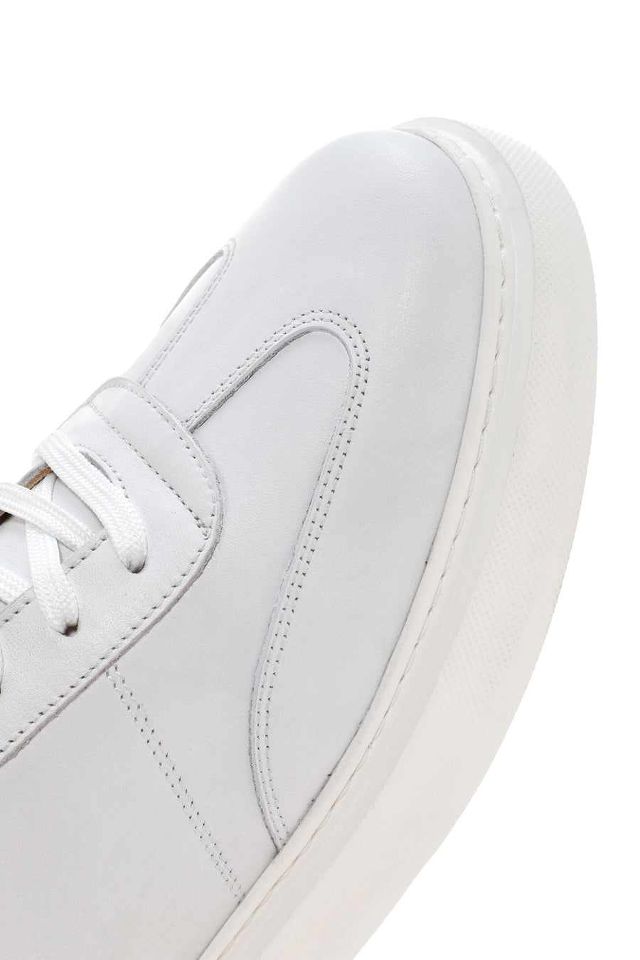 Men's White Lace-up Leather Sneaker