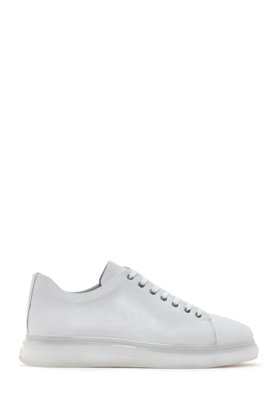 Erkek Beyaz Kalın Tabanlı Bağcıklı Deri Sneaker 24SFD675118 | Derimod