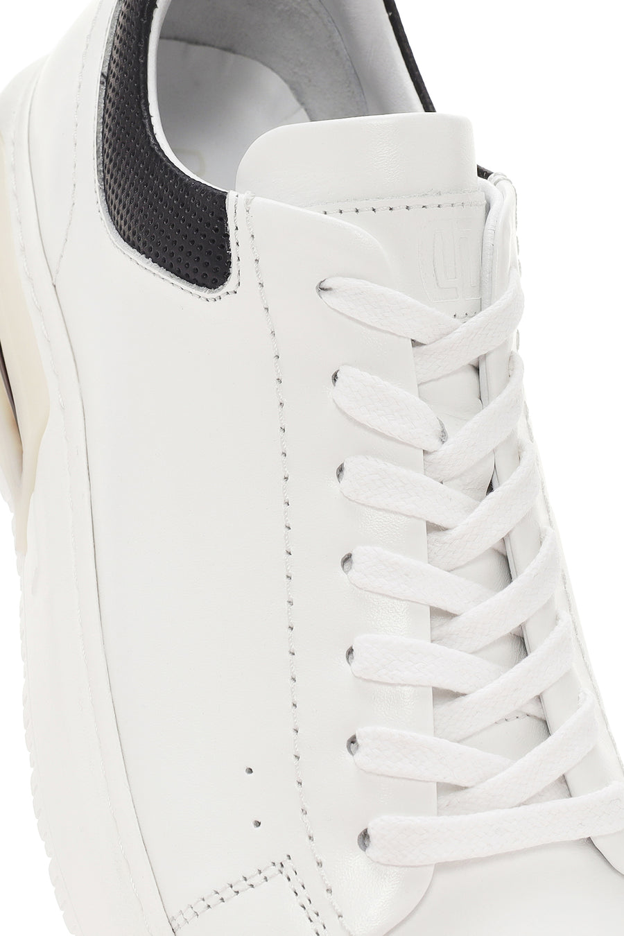 Men's White Thick Sole Lace Up Leather Sneaker