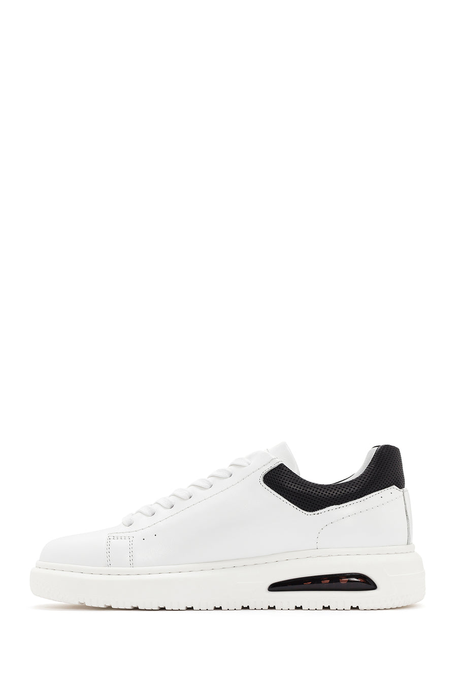 Men's White Thick Sole Lace Up Leather Sneaker