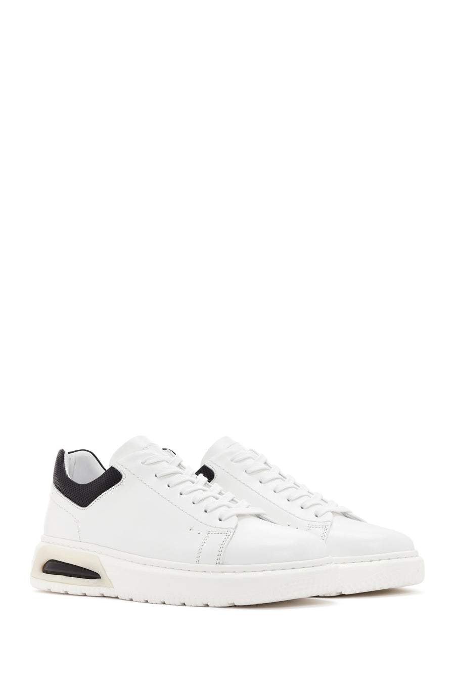 Men's White Thick Sole Lace Up Leather Sneaker