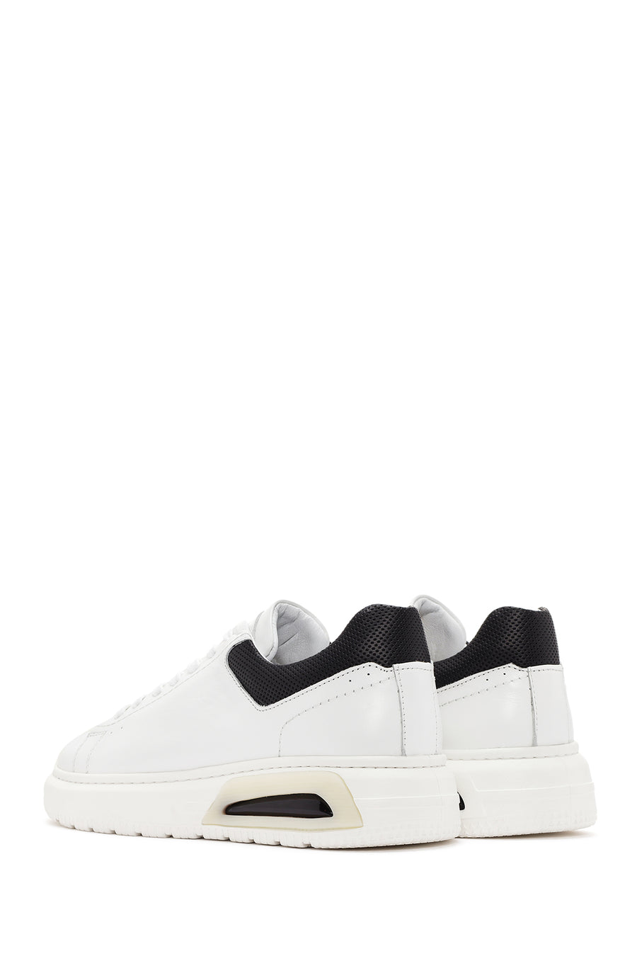 Men's White Thick Sole Lace Up Leather Sneaker