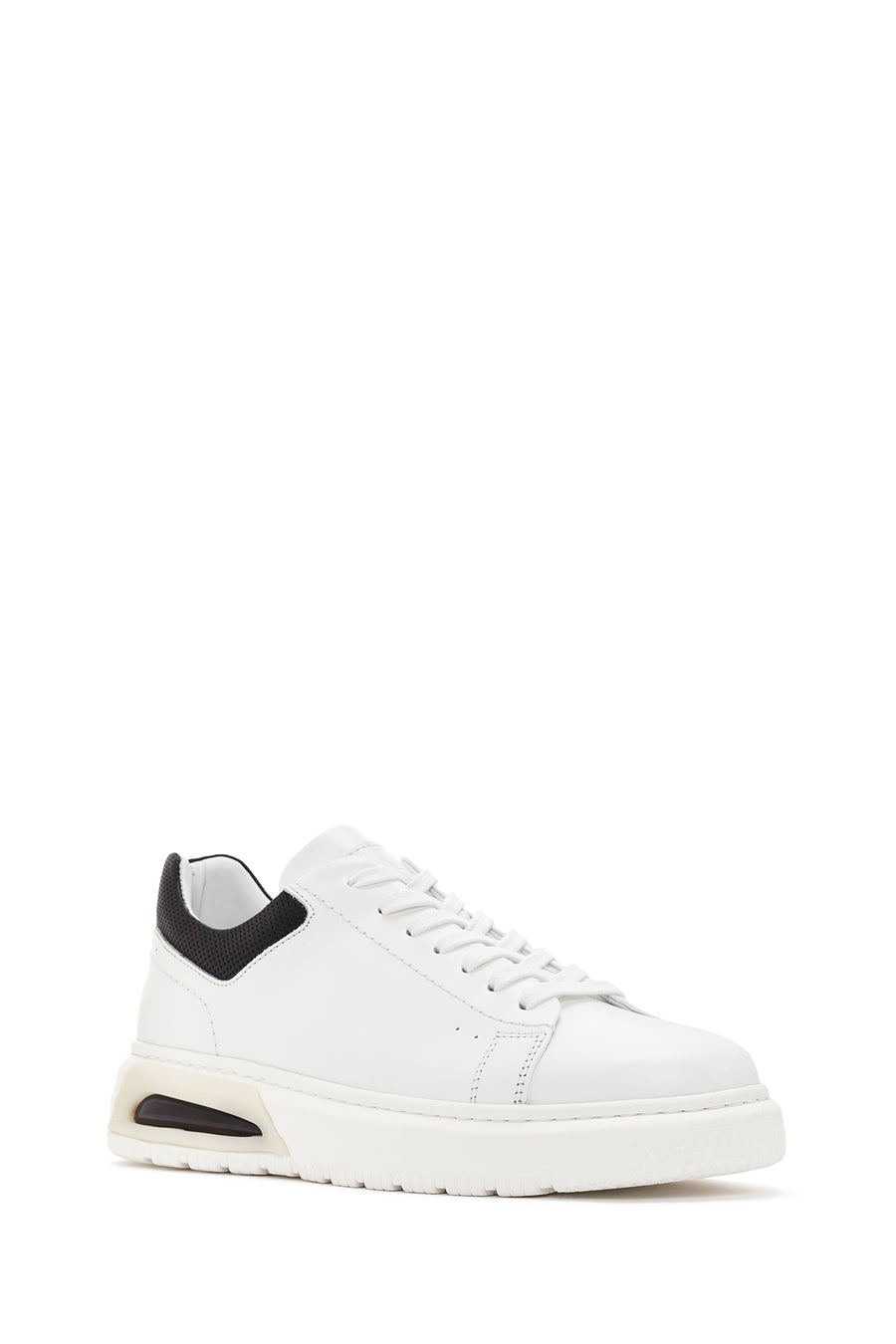 Men's White Thick Sole Lace Up Leather Sneaker
