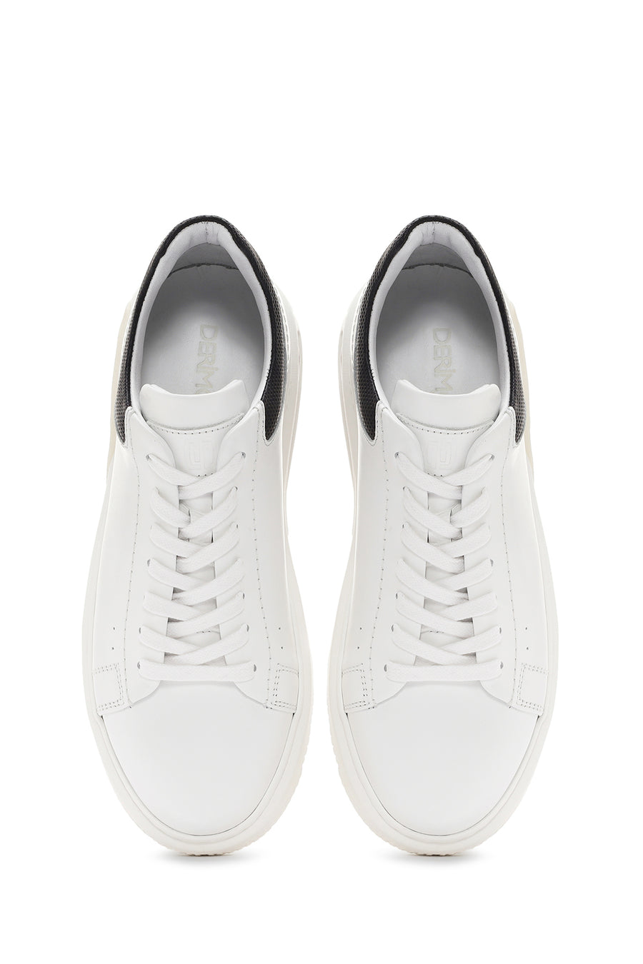 Men's White Thick Sole Lace Up Leather Sneaker