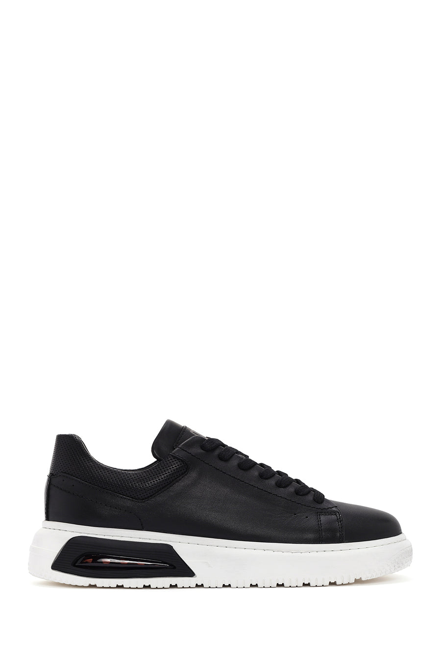 Men's Black Thick Sole Lace Up Leather Sneaker 24SFD676018 | Derimod