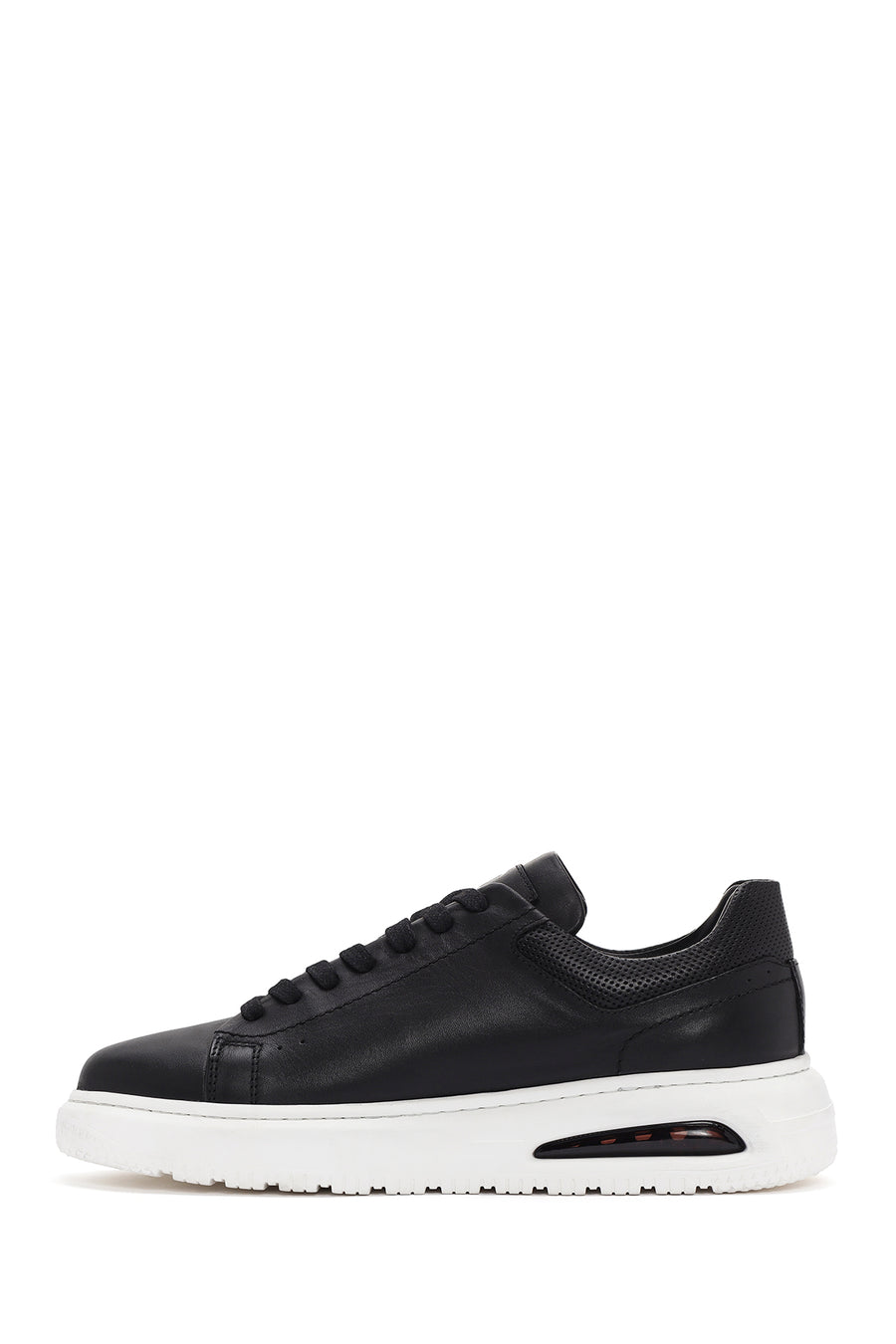 Men's Black Thick Sole Lace Up Leather Sneaker