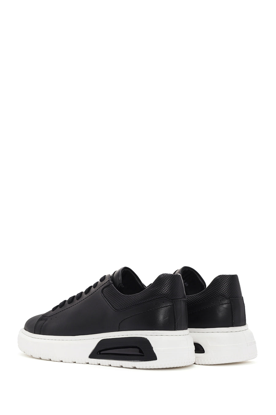 Men's Black Thick Sole Lace Up Leather Sneaker
