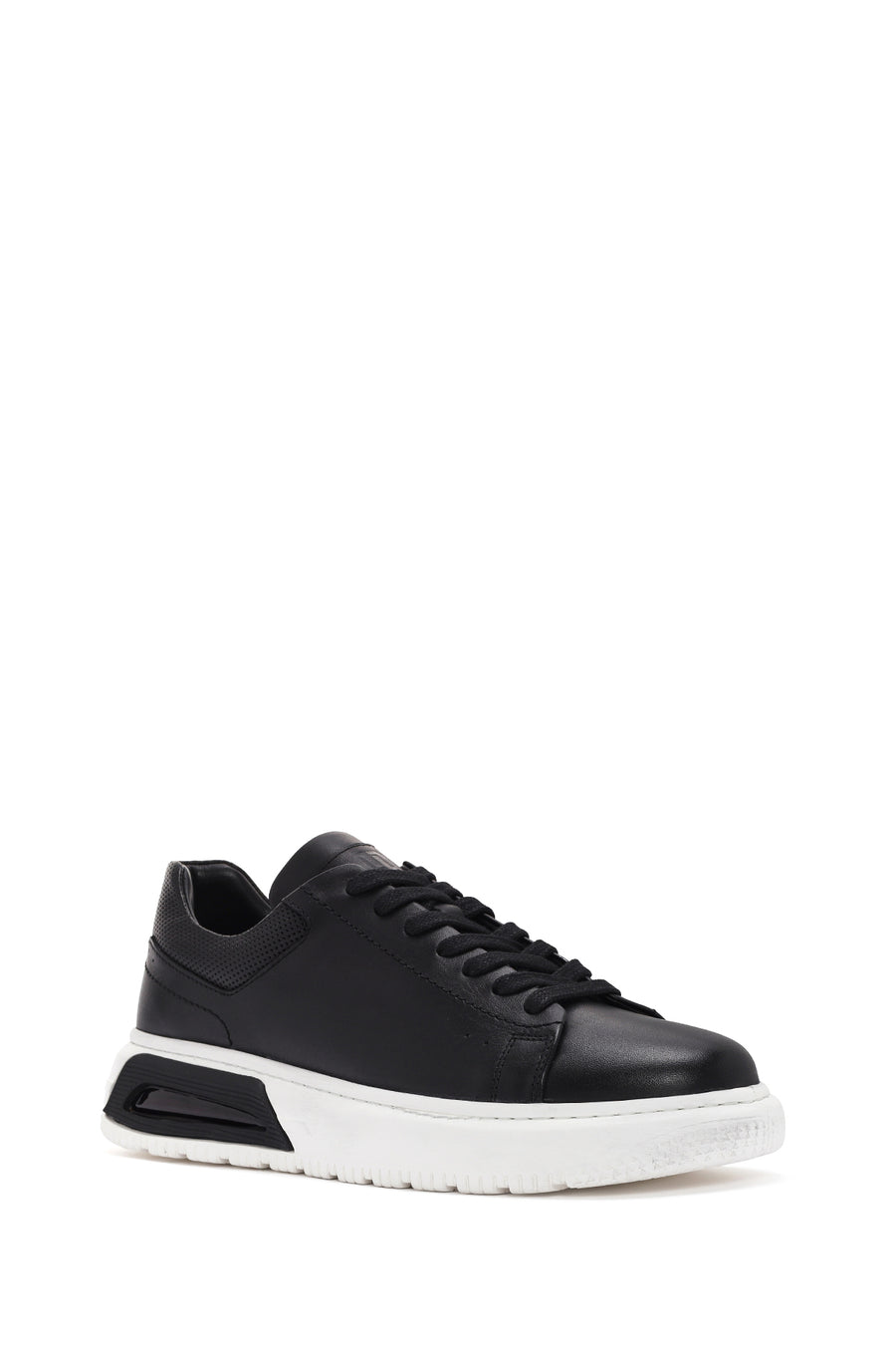 Men's Black Thick Sole Lace Up Leather Sneaker