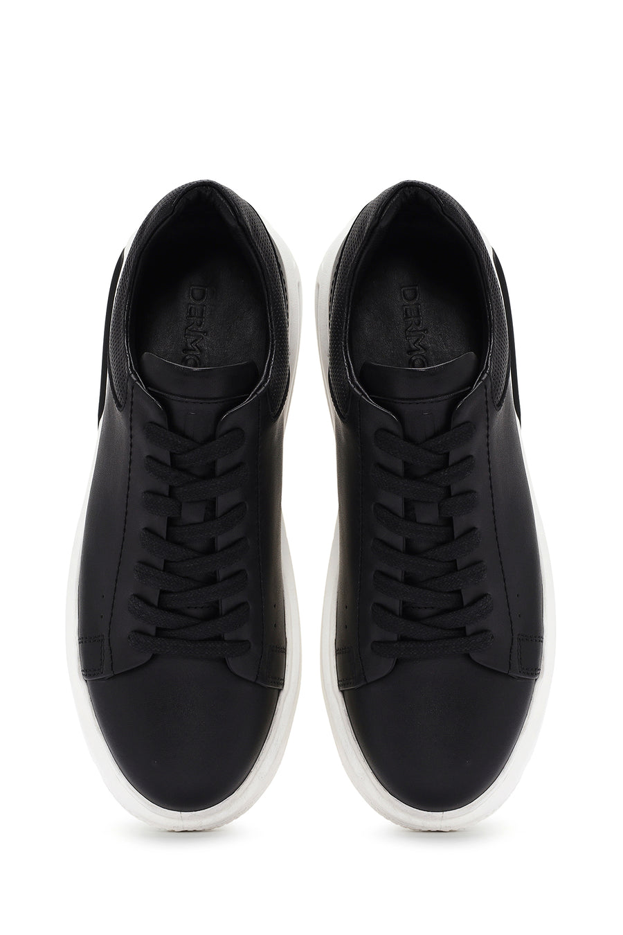 Men's Black Thick Sole Lace Up Leather Sneaker