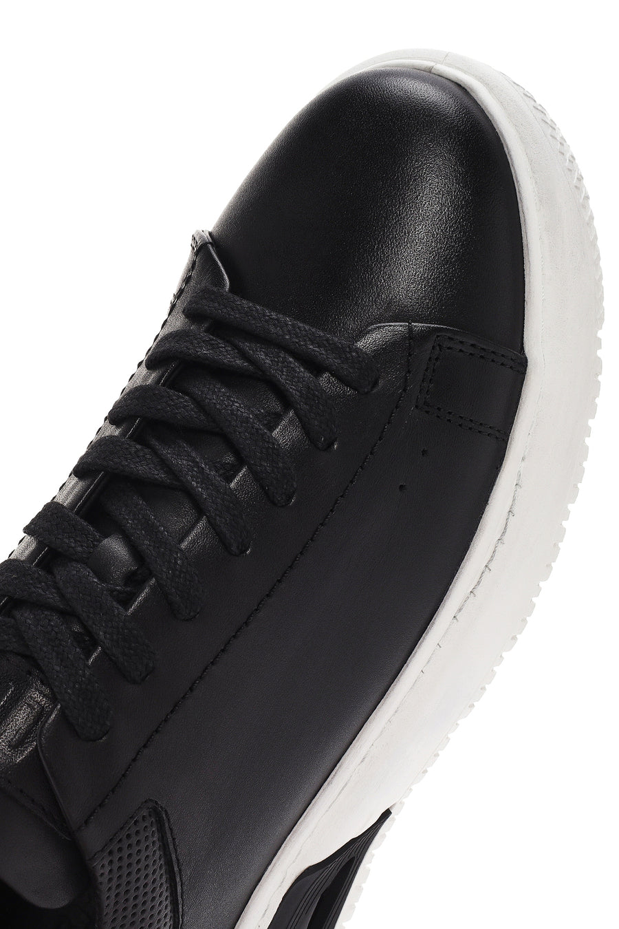 Men's Black Thick Sole Lace Up Leather Sneaker