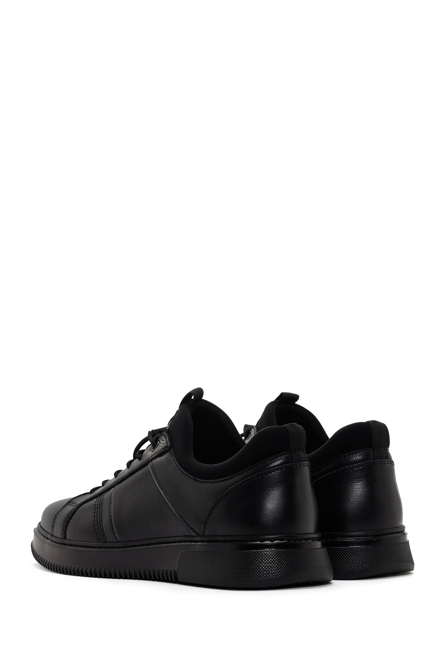 Men's Black Lace-up Leather Sneaker