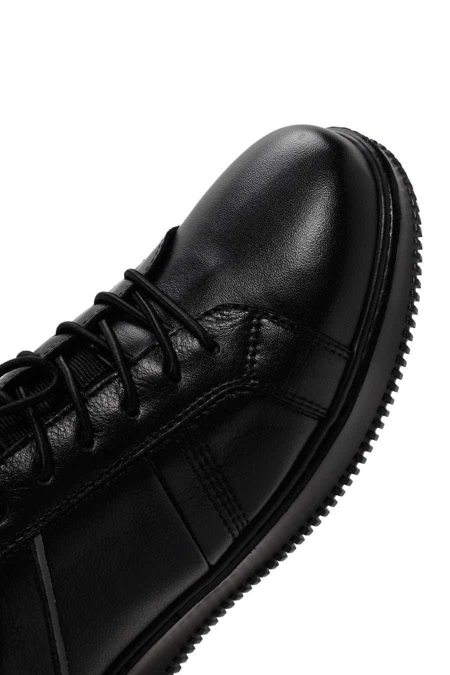 Men's Black Lace-up Leather Sneaker