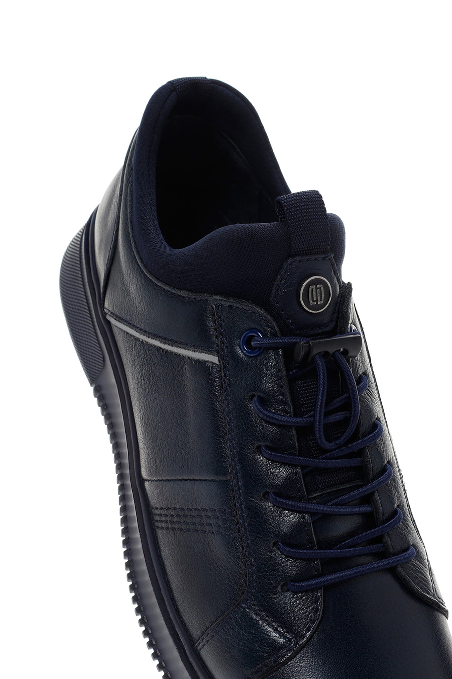 Men's Navy Blue Lace-Up Leather Sneaker