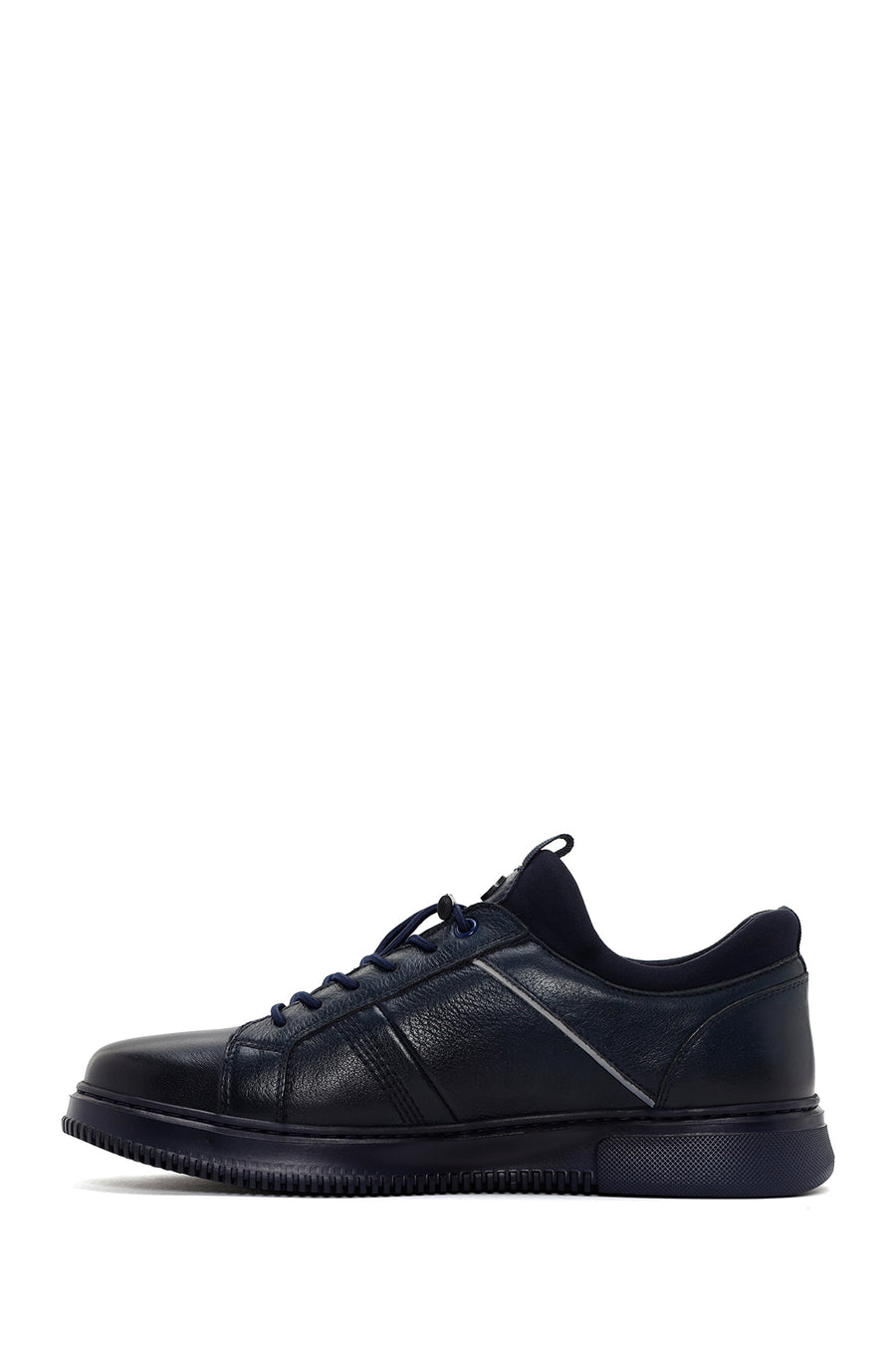 Men's Navy Blue Lace-Up Leather Sneaker