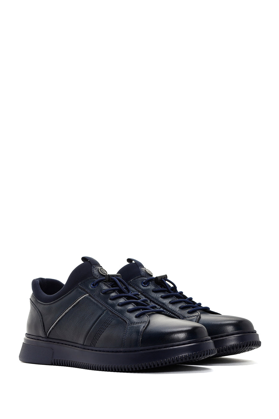 Men's Navy Blue Lace-Up Leather Sneaker