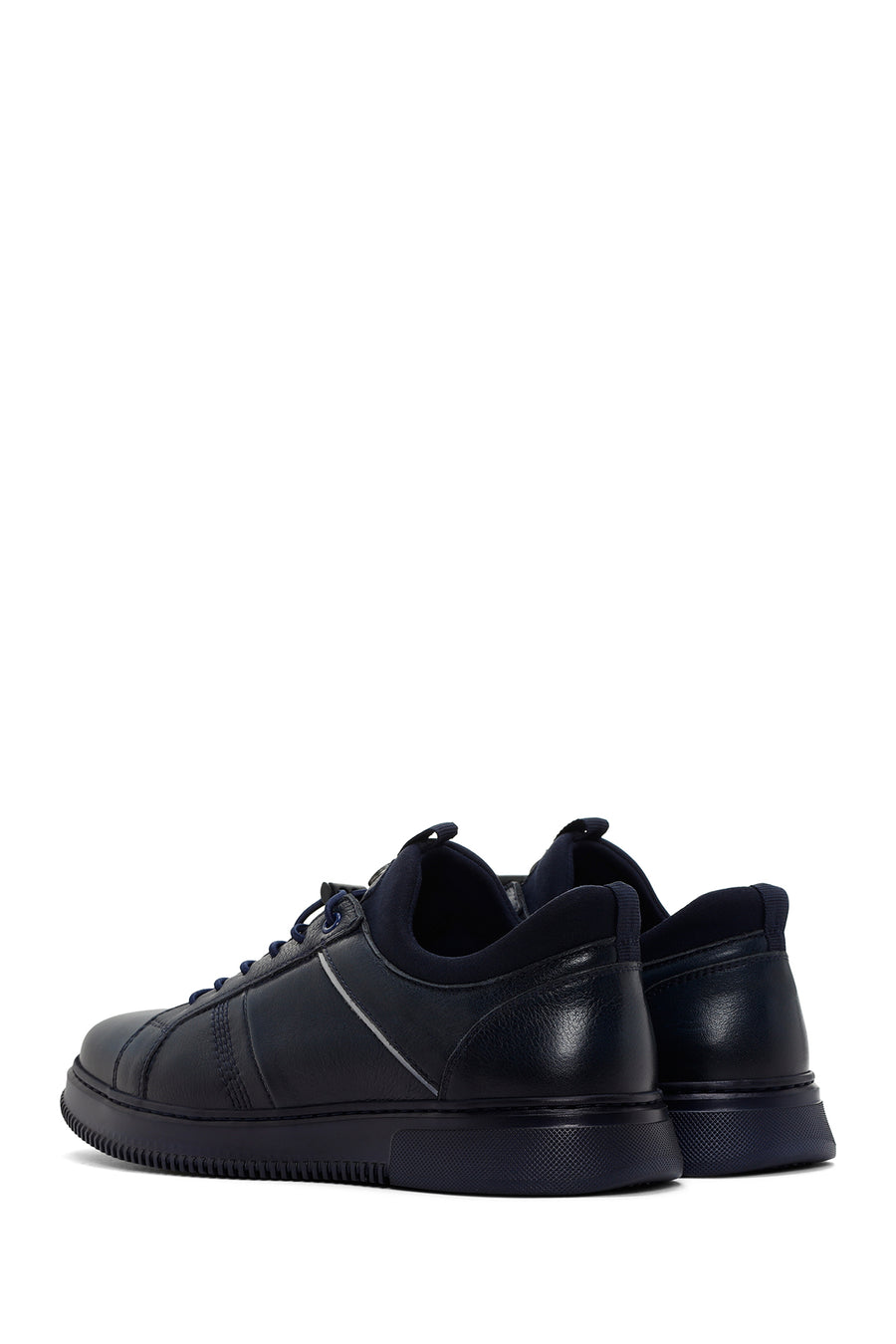 Men's Navy Blue Lace-Up Leather Sneaker