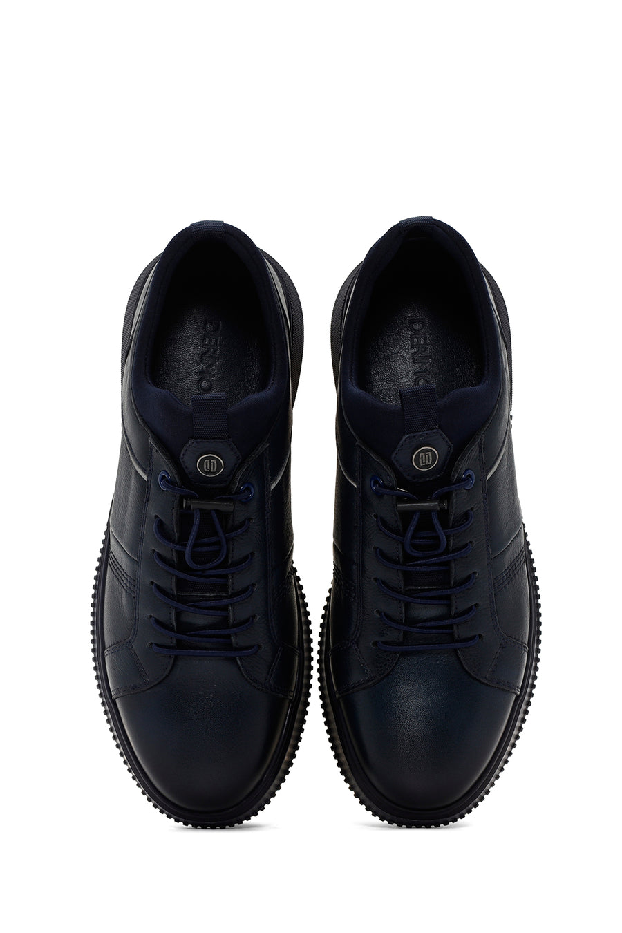 Men's Navy Blue Lace-Up Leather Sneaker